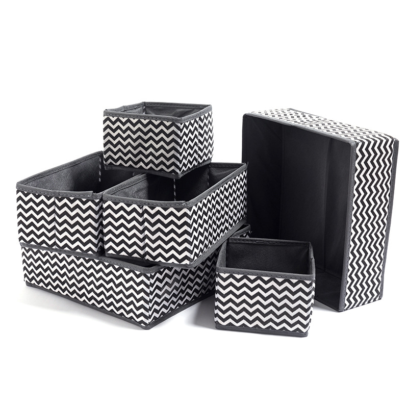 Corrugated nonwoven underwear storage box a six - piece set of foldable drawers socks storage box clothing storage box