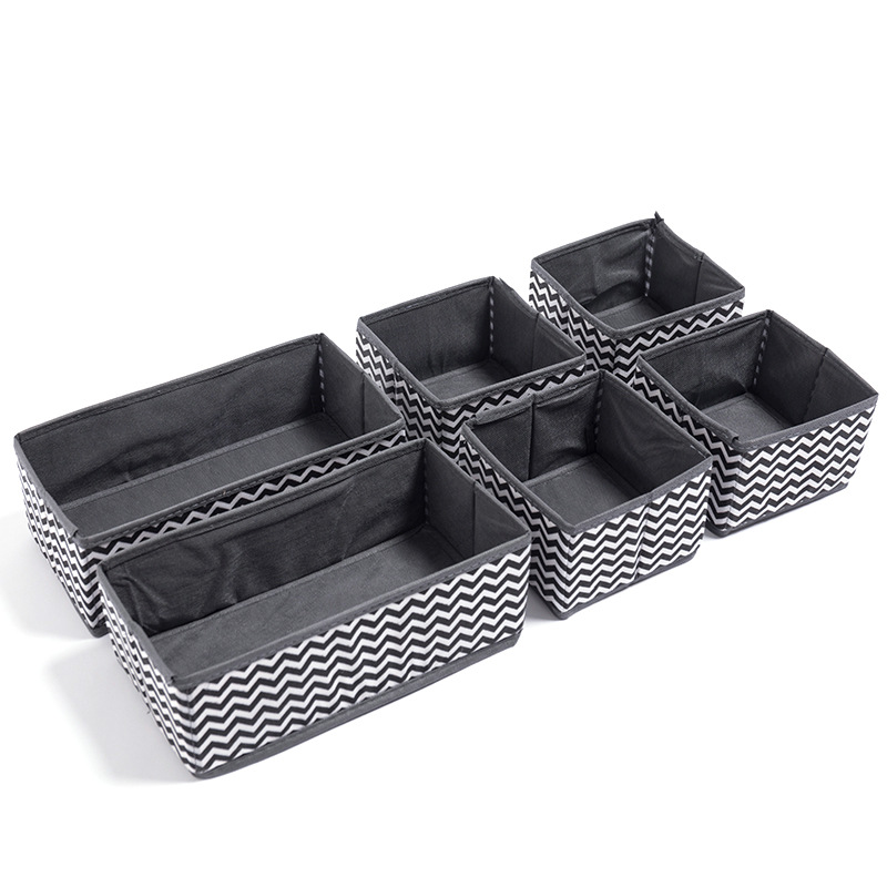 Corrugated nonwoven underwear storage box a six - piece set of foldable drawers socks storage box clothing storage box