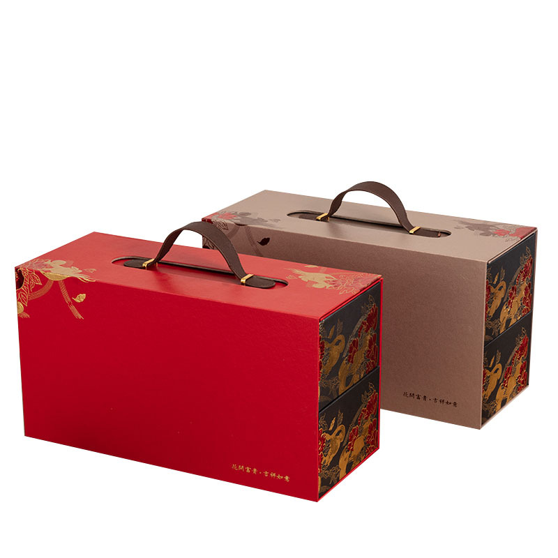 2022 New Year Spot Double Layer Red Wine Box Tea Wine Packaging Box Tieguanyin Small Iron Cans Tea Packaging Gift Box