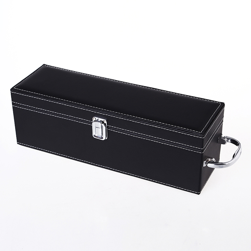 Single-bottle wine gift box black single-hand leather red wine box Single-bottle wine gift box black single-hand leather red wine box