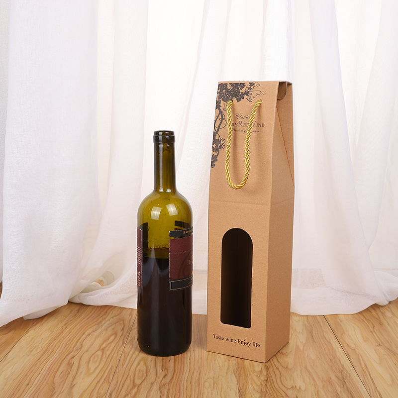 Single bottle wine gift box corrugated handbag red wine box Single wine package gift bag Single bottle wine gift box corrugated handbag red wine box Single wine package gift bag