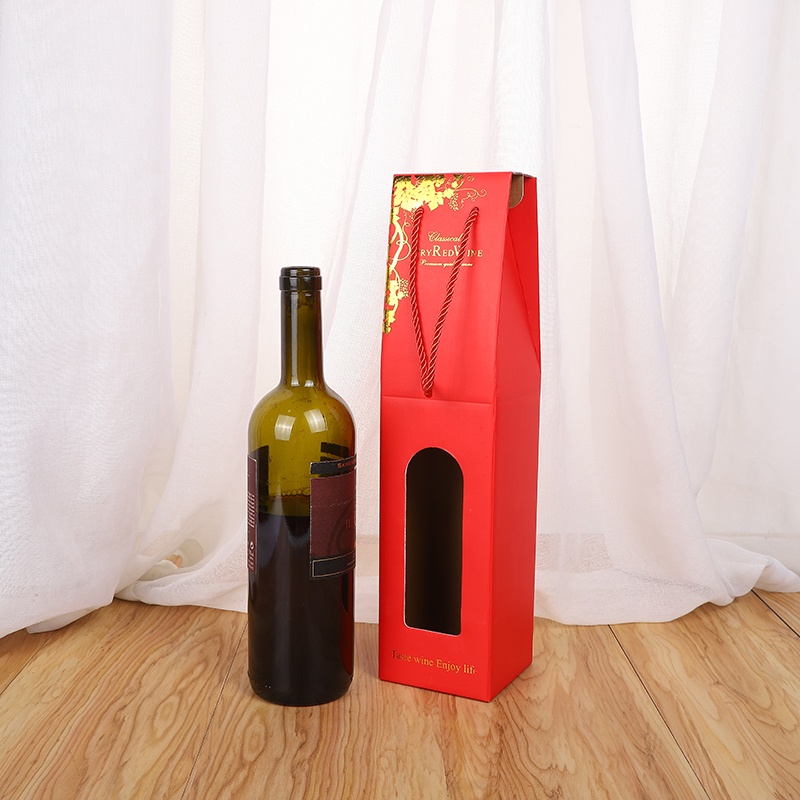 Single bottle wine gift box corrugated handbag red wine box Single wine package gift bag Single bottle wine gift box corrugated handbag red wine box Single wine package gift bag