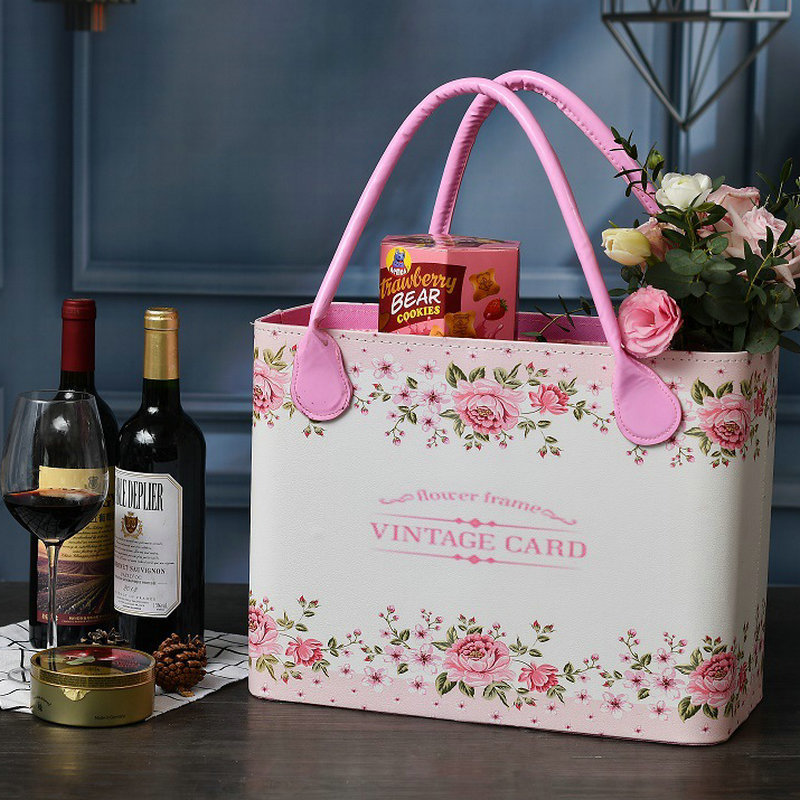 Gift Basket Moon Cake Red Wine Box Box of Wedding Candies European Red Wine Gift Box Spring Festival New Year Greeting Business Travel High-End Storage Basket