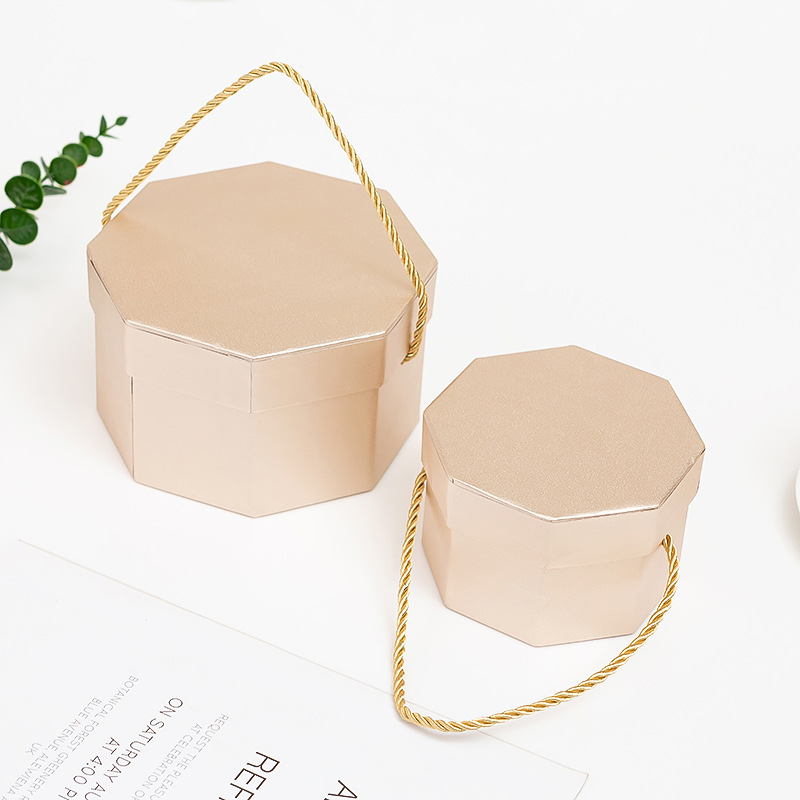Multi-Color Gold Card Octagonal Three-Piece Gift Box Cardboard Snack Portable Apple Box Fruit Gift Box