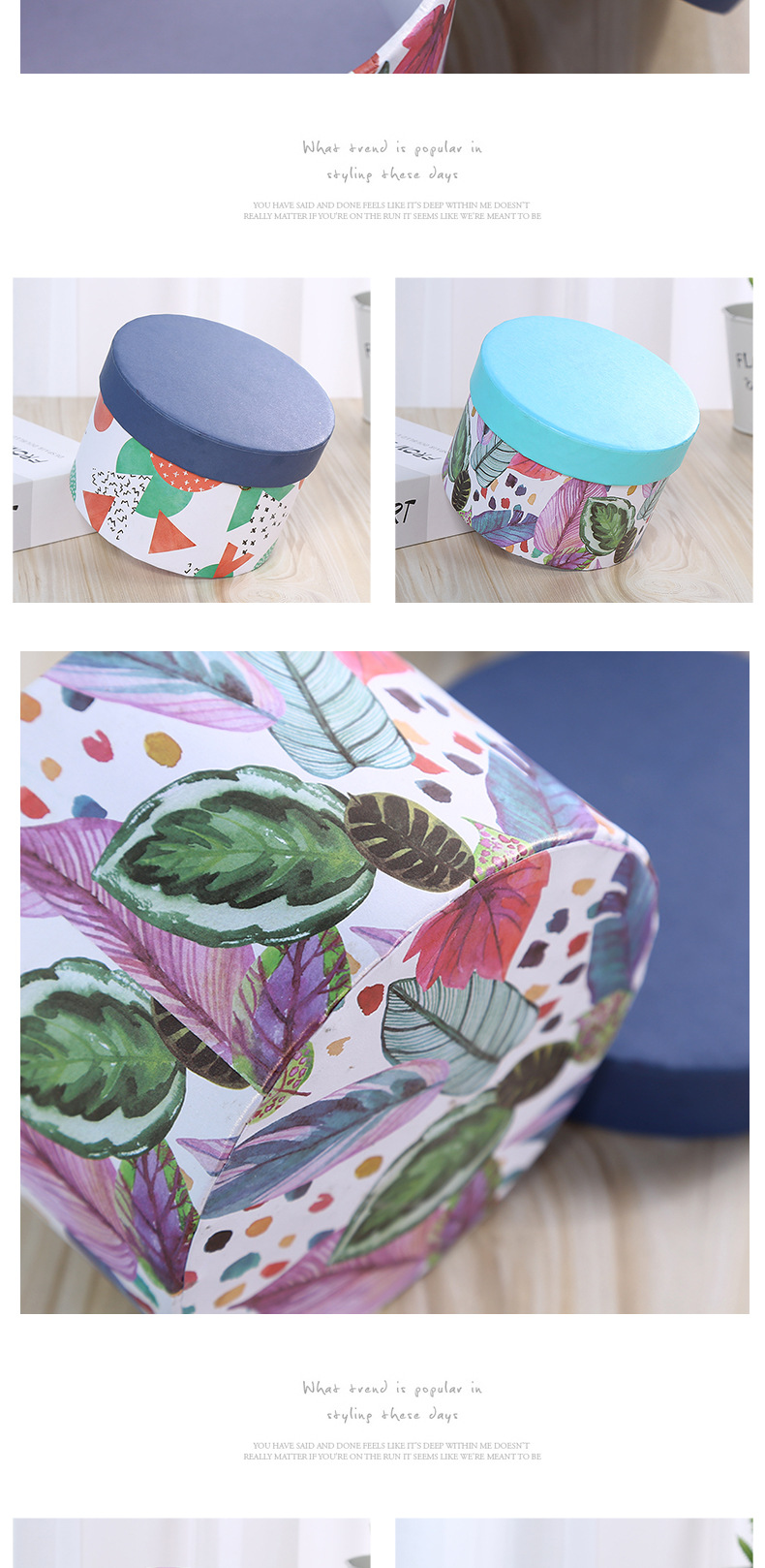 Flower Pot Packing Box Portable round Marble Stripe Gift Box Flower Box Apple Box Can Be Customized Wholesale