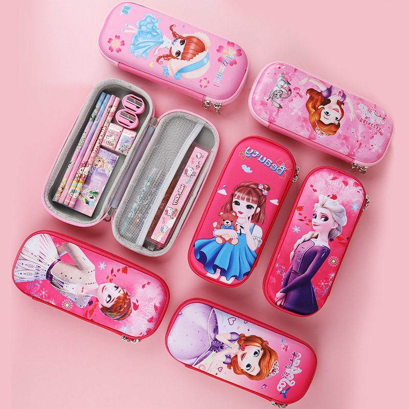 Cartoon Children Sofia Ice and Snow Girl Eva Bag Stationery Box Large Capacity Pencil Case Hard Shell Pencil Case Logo Customization