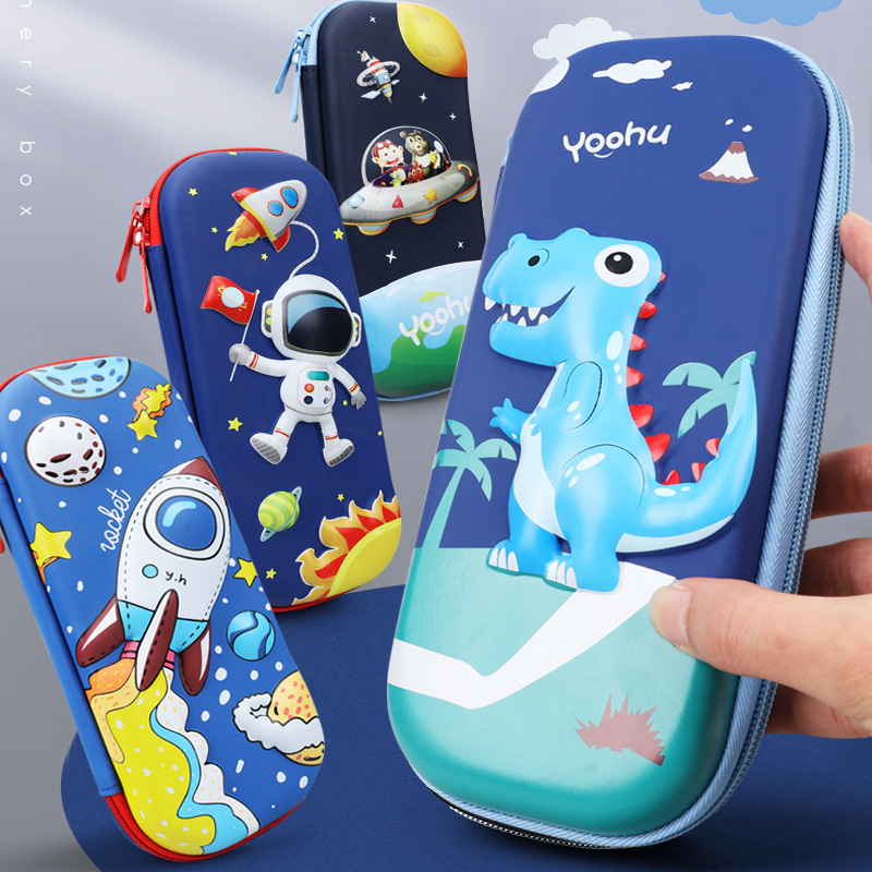 Foreign Trade Wholesale Cartoon Children Boy Pu Zipper Stationery Box Eva Pencil Box Elementary School Pencil Case