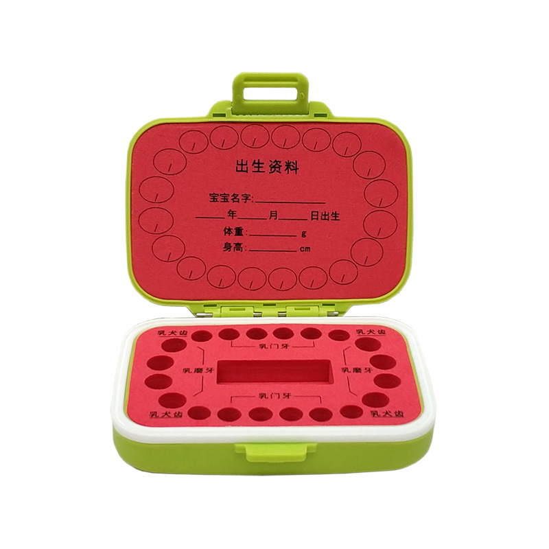 Baby's Milk Teeth Box Green Pp Plastic Box with Eva Ring Lining Teeth Storage Collection House Children's Adult Ceremony Baby's Milk Teeth Box Green Pp Plastic Box with Eva Ring Lining Teeth Storage Collection House Children's Adult Ceremony