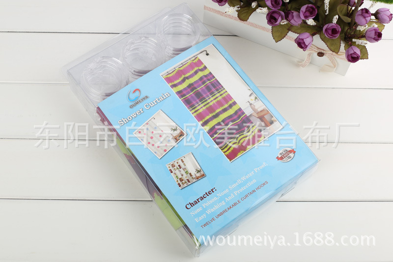 Manufacturer direct sale EVA box shower curtain transparent crystal hook