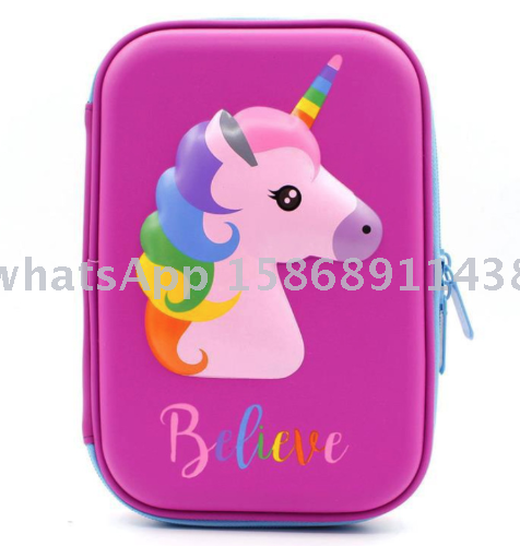 Unicorn stationery Box Multi-functional Student Pencil Box Unicorn Cartoon EVA box Multi-functional Pencil Case Gift
