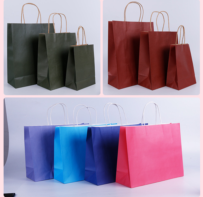 Spot solid color kraft paper clothing shopping handbag cosmetic packaging bag Kraft handbag wholesale Spot solid color kraft paper clothing shopping handbag cosmetic packaging bag Kraft handbag wholesale