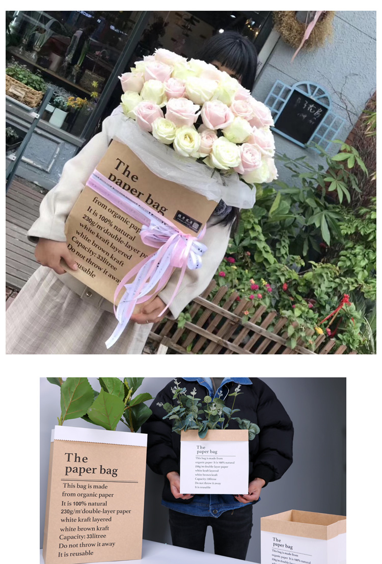 Kraft paper wrap bag dry flower gift bag florist 's bouquet of flower wrap bag floral season
