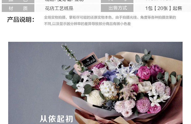 Florist for paper vintage material, Seasonal printed double-color kraft paper Korean flowers gift bouquet wrapping