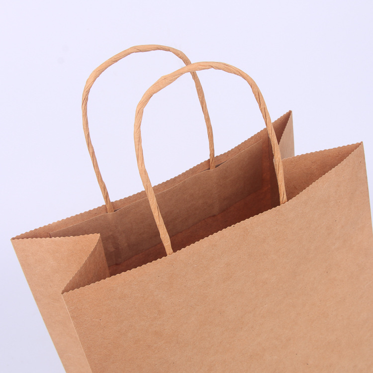 Kraft Paper Portable Paper Gift Bag Custom Clothing Shopping Paper Bag Food Take out Take Away Bag Custom Printed Logo