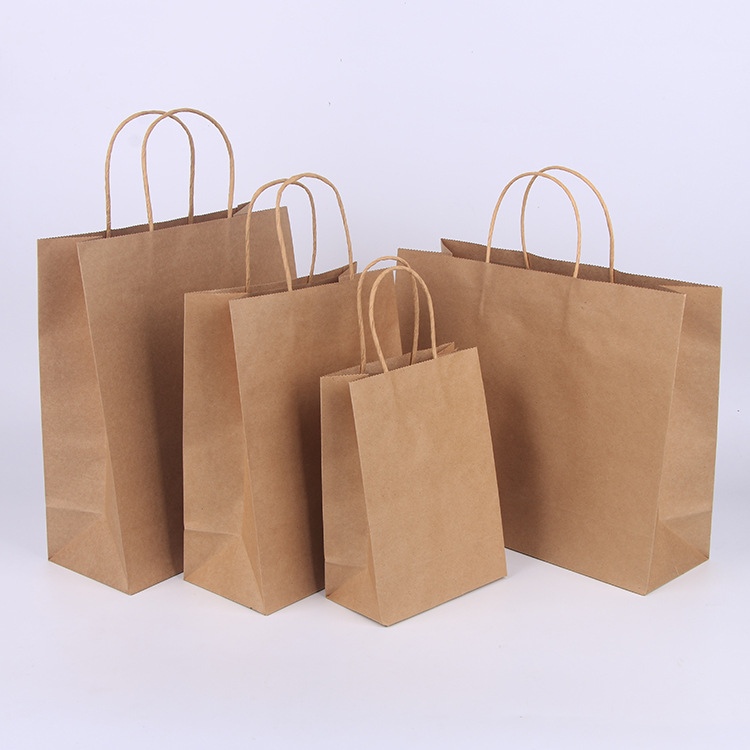Kraft Paper Portable Paper Gift Bag Custom Clothing Shopping Paper Bag Food Take out Take Away Bag Custom Printed Logo