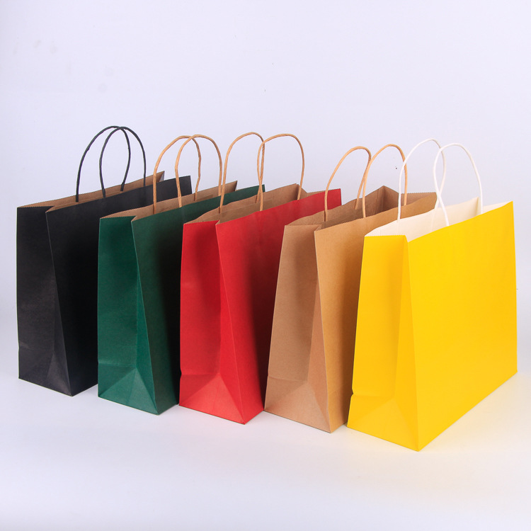 Kraft Paper Portable Paper Gift Bag Custom Clothing Shopping Paper Bag Food Take out Take Away Bag Custom Printed Logo