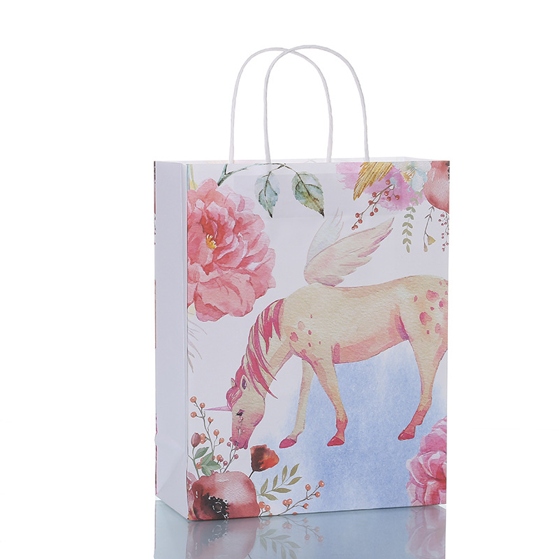 Manufacturers customized small fresh gift bag color printing white kraft paper printed handbag gift bag wholesale