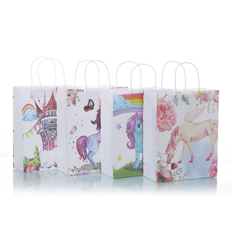 Manufacturers customized small fresh gift bag color printing white kraft paper printed handbag gift bag wholesale