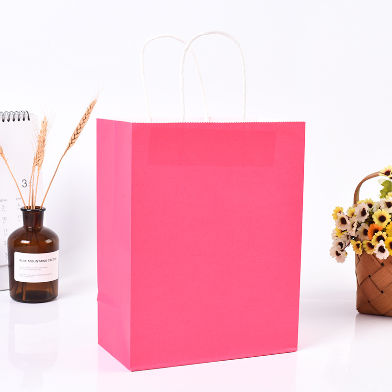Candy Color Kraft Paper Portable Paper Bag Customized Shopping Fashion White Cardboard Handbag Customized Printing Logo