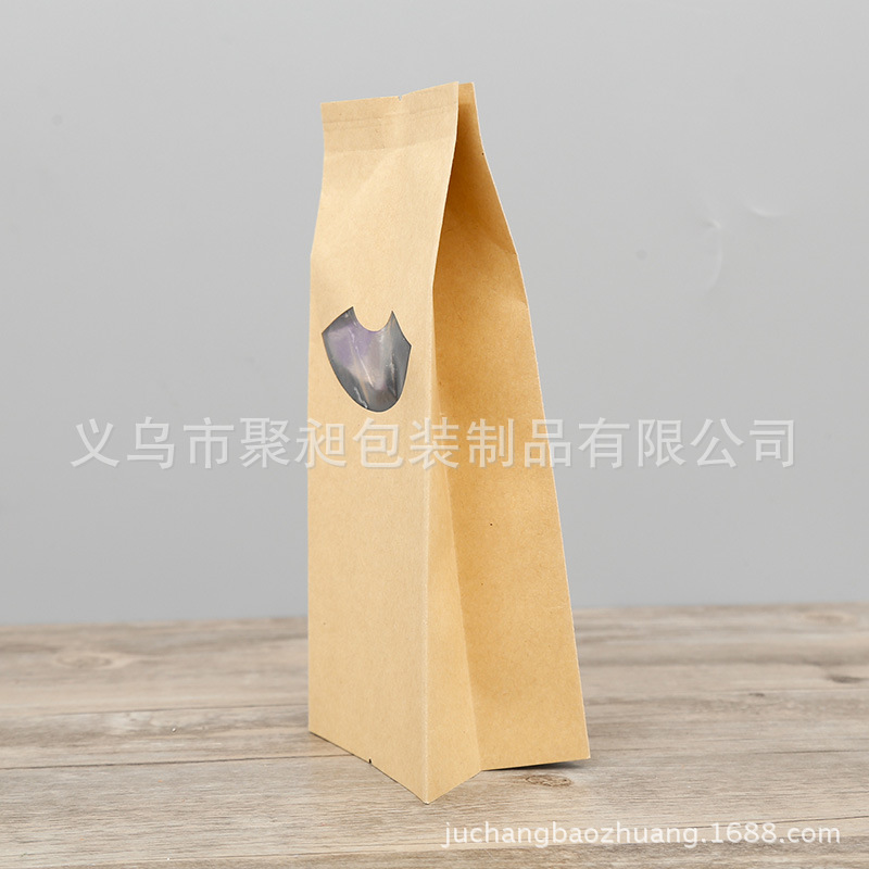 In Stock Wholesale Bellows Pocket Fan-Shaped Window Kraft Paper Bag Grocery Bag Packing Bag Seal Vacuum Bag Aluminum Foil Bag
