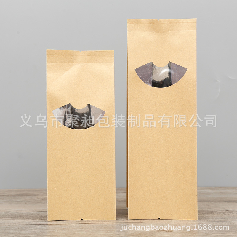 In Stock Wholesale Bellows Pocket Fan-Shaped Window Kraft Paper Bag Grocery Bag Packing Bag Seal Vacuum Bag Aluminum Foil Bag