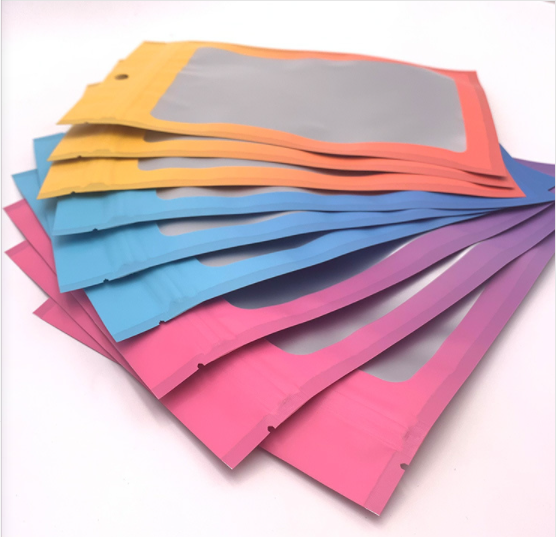 Three-Side Sealed Kraft Paper Window Plastic Vacuum Food Packaging Bag Customized Self-Standing Self-Sealing Aluminum Foil Bag Composite Film
