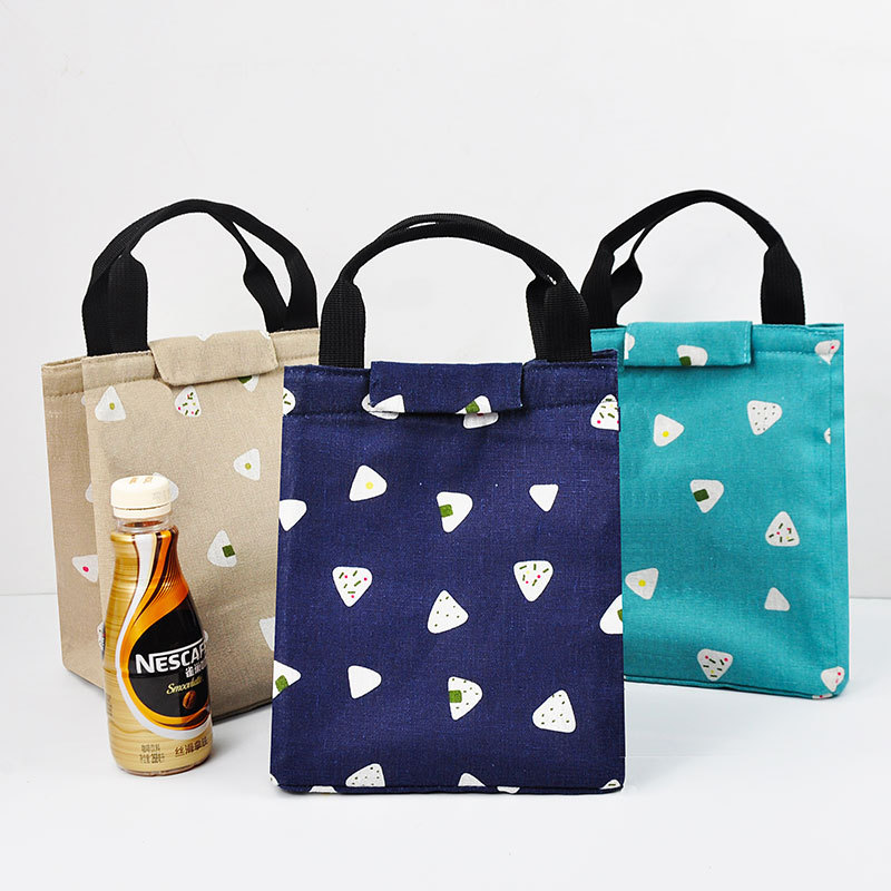 insulation A Small rice ball cotton hemp lunch box portable student aluminum foil bag lovely bento bag large lunch bag