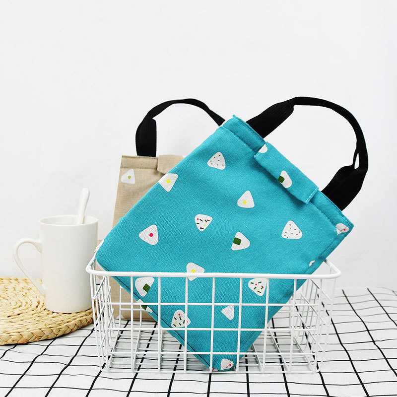 insulation A Small rice ball cotton hemp lunch box portable student aluminum foil bag lovely bento bag large lunch bag