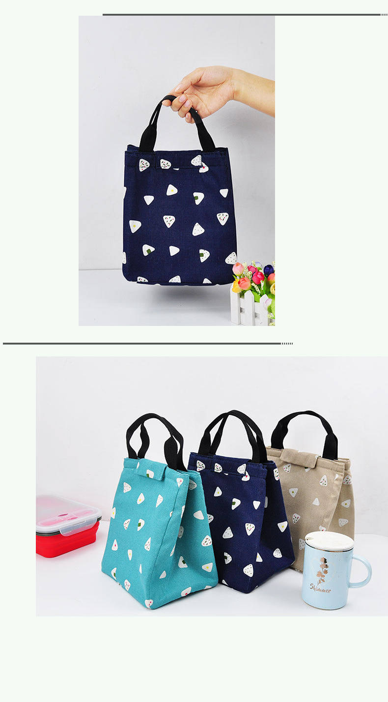 insulation A Small rice ball cotton hemp lunch box portable student aluminum foil bag lovely bento bag large lunch bag
