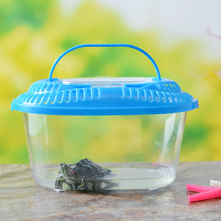 Large, Medium and Small Plastic Turtle Jar Fish Globe Crawler Feeding Pet Box Portable Transparent Transport Box Turtle Box