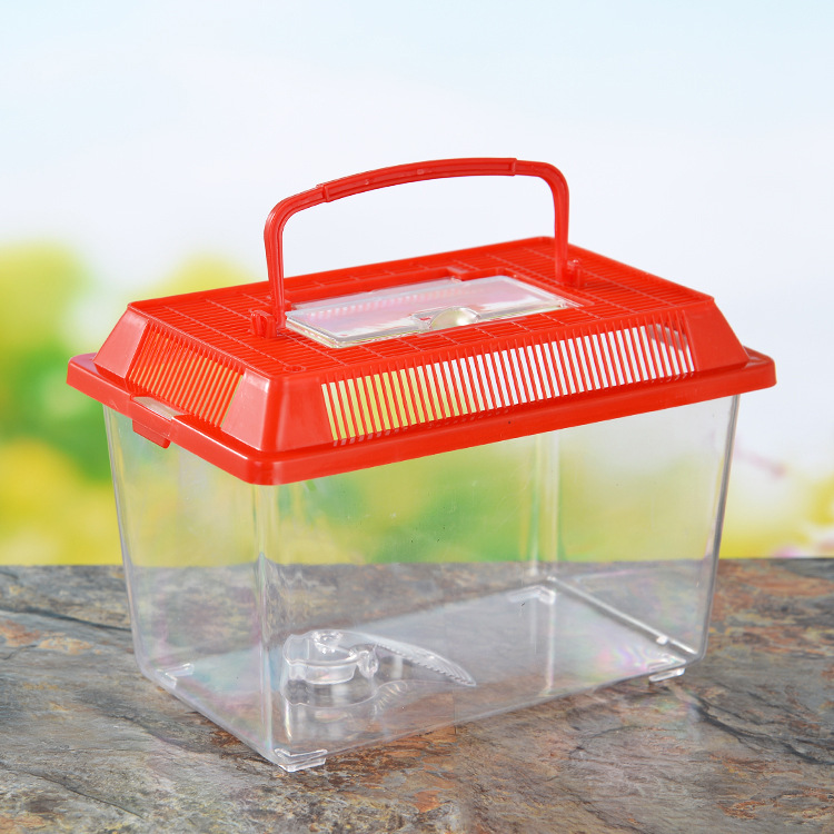 Large, Medium and Small Plastic Turtle Jar Fish Globe Crawler Feeding Pet Box Portable Transparent Transport Box Turtle Box