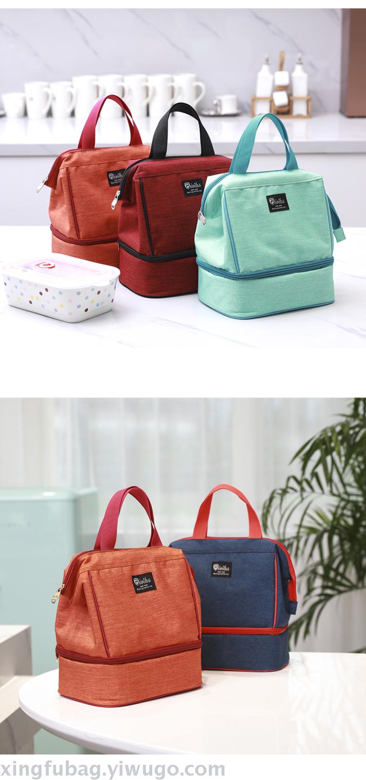 Double cationic portable thermal insulation bento bag students with food bag thickened aluminum foil picnic ice pack Double cationic portable thermal insulation bento bag students with food bag thickened aluminum foil picnic ice pack