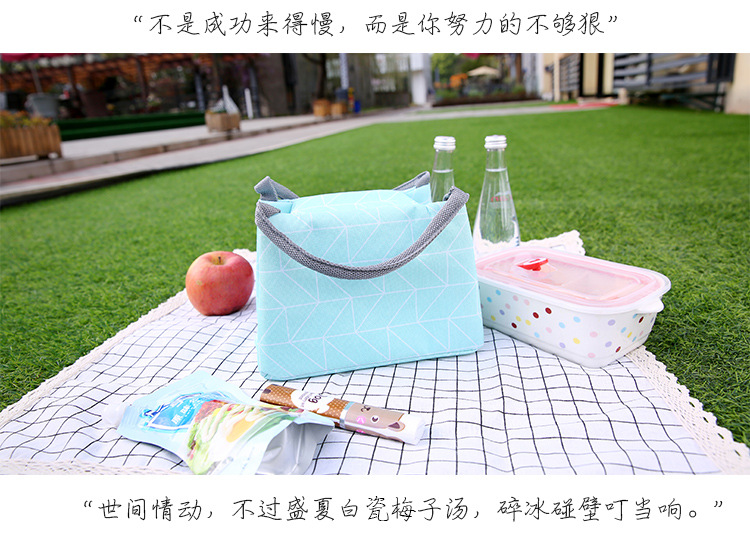 Long thermal food bag bento bag handbag waterproof canvas insulation bag large aluminum foil thickened