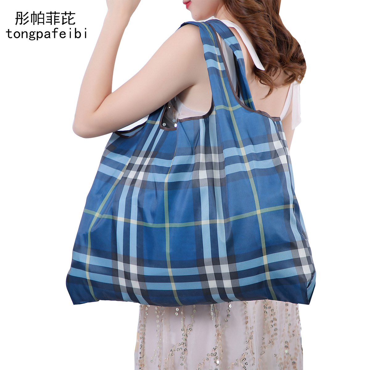 Shopping Bag Foldable Supermarket Food Bag Shoulder Portable Large Thick Buggy Bag Large Capacity Ecofriendly Bag
