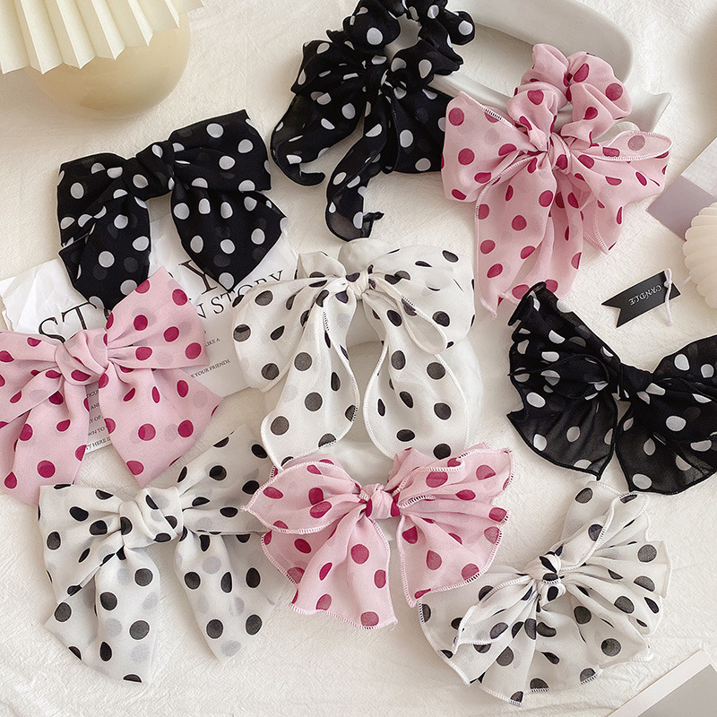 A Japanese black Bowknot hairpin women&#039;s net Red sen super fairy hair card fascinate red hair rope women