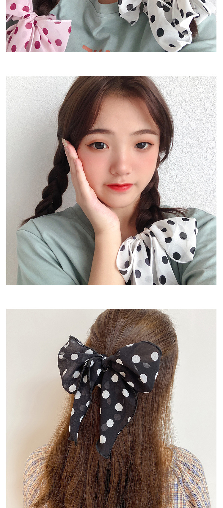 A Japanese black Bowknot hairpin women's net Red sen super fairy hair card fascinate red hair rope women