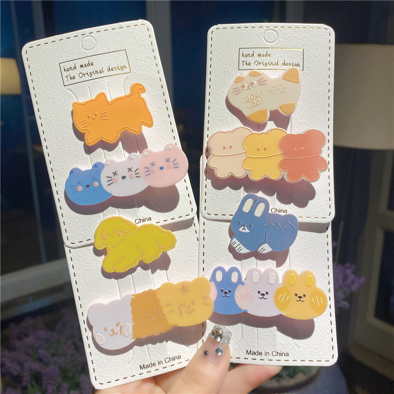Girls' Cartoon Animal Clip Hairware Baby Broken Hair Hairpin Children's Summer Hair Accessories Barrettes Card Female