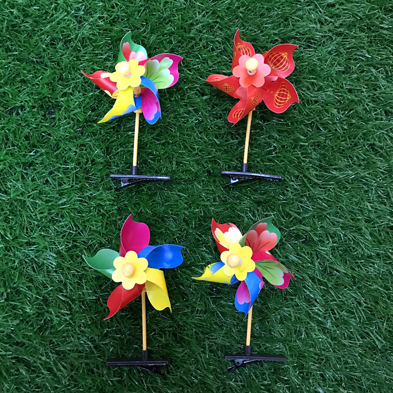 Kindergarten Windmill Hairpin Children Headwear Light-Emitting Hairpin Stall Windmill Small Hairpin Plastic Sell Germination Card