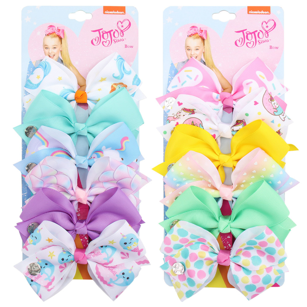 Cross-Border Hot 5-Inch JoJo Bow Barrettes Set 6 Colors One Card Children&#039;s Hairpin Headdress European and American Hair Accessories