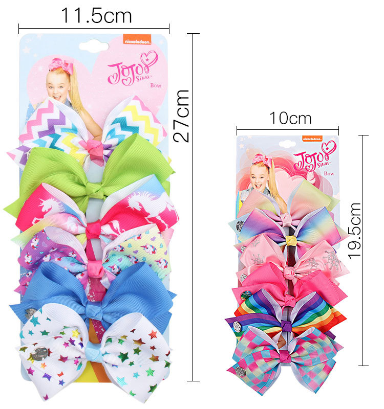 Cross-Border Hot 5-Inch JoJo Bow Barrettes Set 6 Colors One Card Children's Hairpin Headdress European and American Hair Accessories
