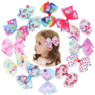 Cross-Border Hot 5-Inch JoJo Bow Barrettes Set 6 Colors One Card Children's Hairpin Headdress European and American Hair Accessories