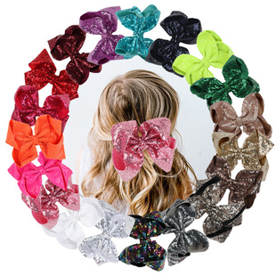 Cross-Border Hot 5-Inch JoJo Bow Barrettes Set 6 Colors One Card Children's Hairpin Headdress European and American Hair Accessories