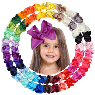 Cross-Border Hot 5-Inch JoJo Bow Barrettes Set 6 Colors One Card Children's Hairpin Headdress European and American Hair Accessories