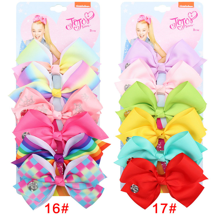 Cross-Border Hot 5-Inch JoJo Bow Barrettes Set 6 Colors One Card Children's Hairpin Headdress European and American Hair Accessories