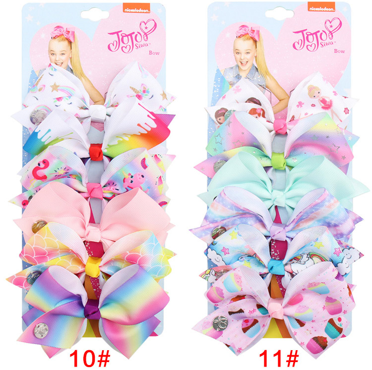 Cross-Border Hot 5-Inch JoJo Bow Barrettes Set 6 Colors One Card Children's Hairpin Headdress European and American Hair Accessories