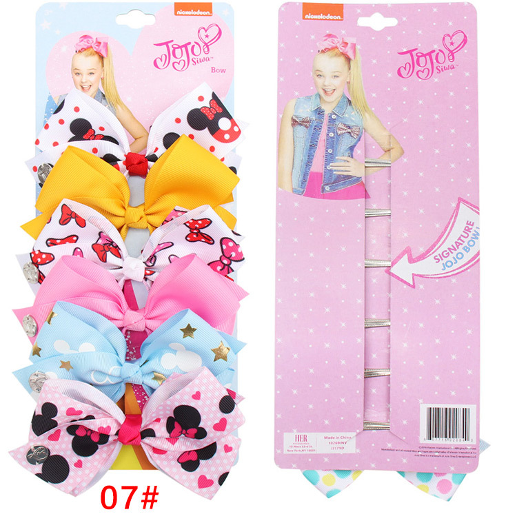 Cross-Border Hot 5-Inch JoJo Bow Barrettes Set 6 Colors One Card Children's Hairpin Headdress European and American Hair Accessories