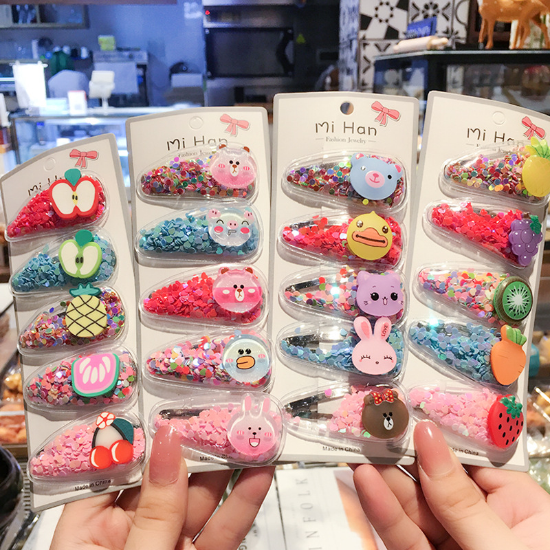 Korean Style Children&#039;s Quicksand Barrettes New BB Clip Card Infant Hairpin Hairclip Baby Baby Clip Headdress