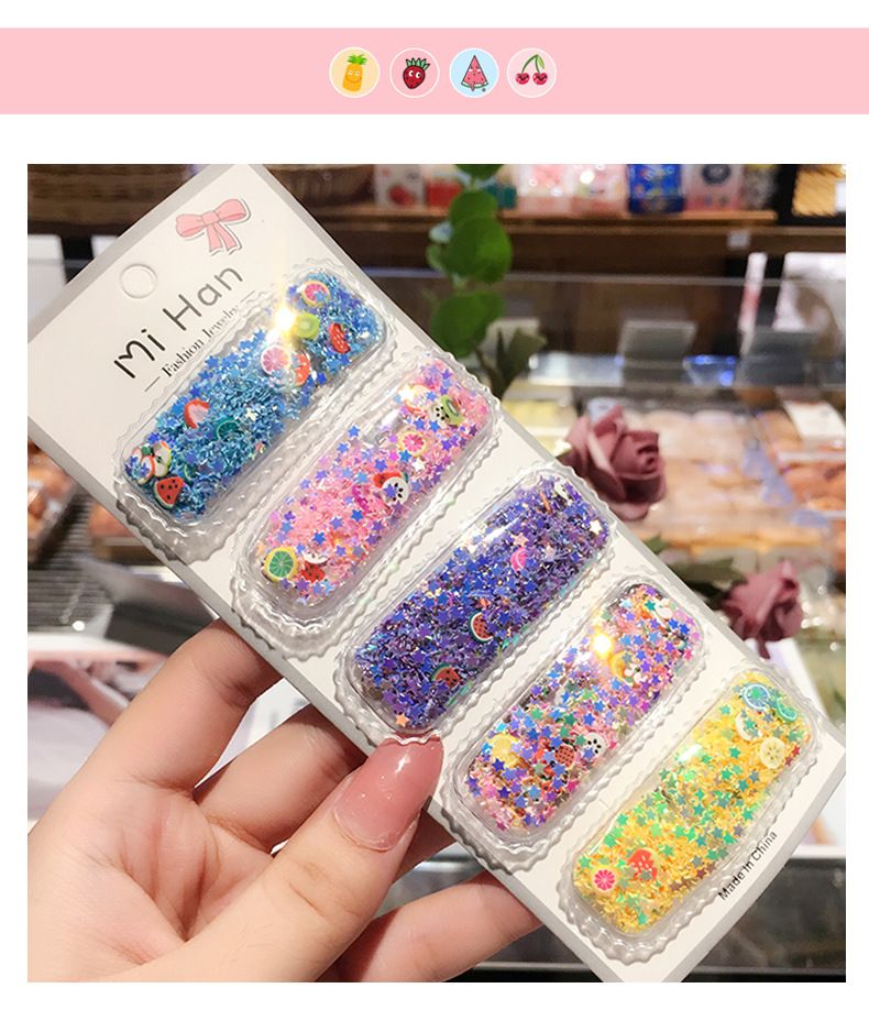 Korean Style Children's Quicksand Barrettes New BB Clip Card Infant Hairpin Hairclip Baby Baby Clip Headdress
