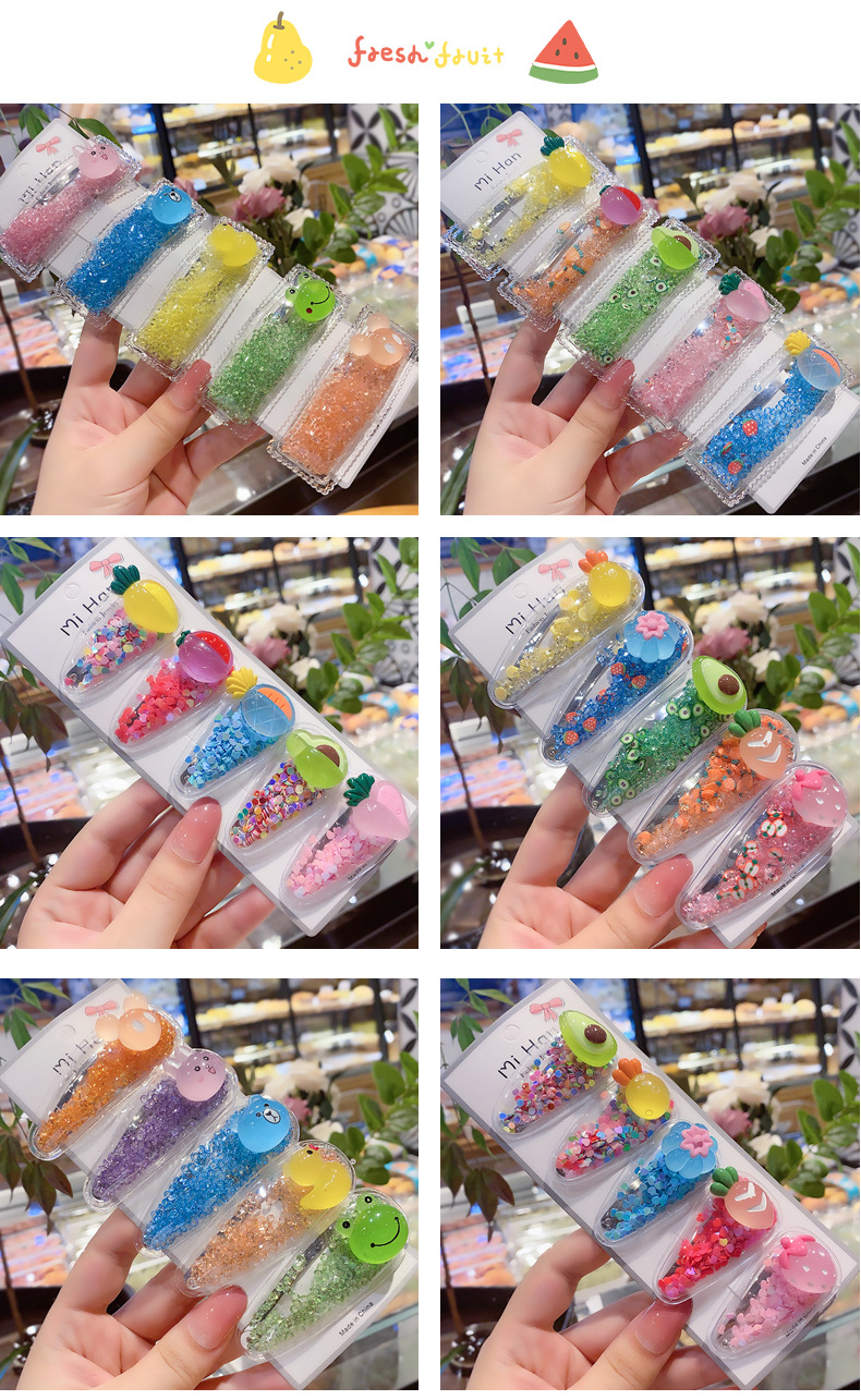 Korean Style Children's Quicksand Barrettes New BB Clip Card Infant Hairpin Hairclip Baby Baby Clip Headdress