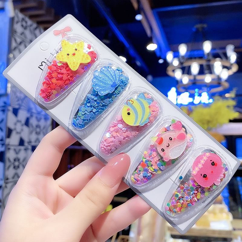 Korean Style Children's Quicksand Barrettes New BB Clip Card Infant Hairpin Hairclip Baby Baby Clip Headdress